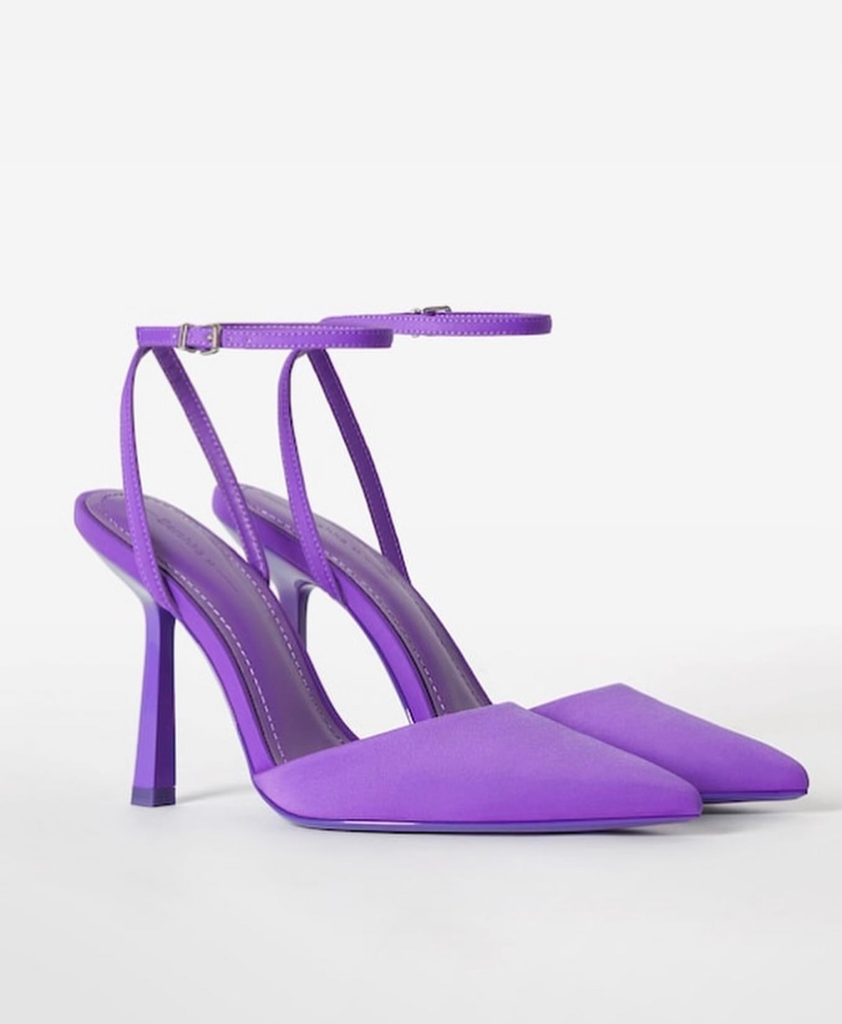 Zapato tacon destalonado morado