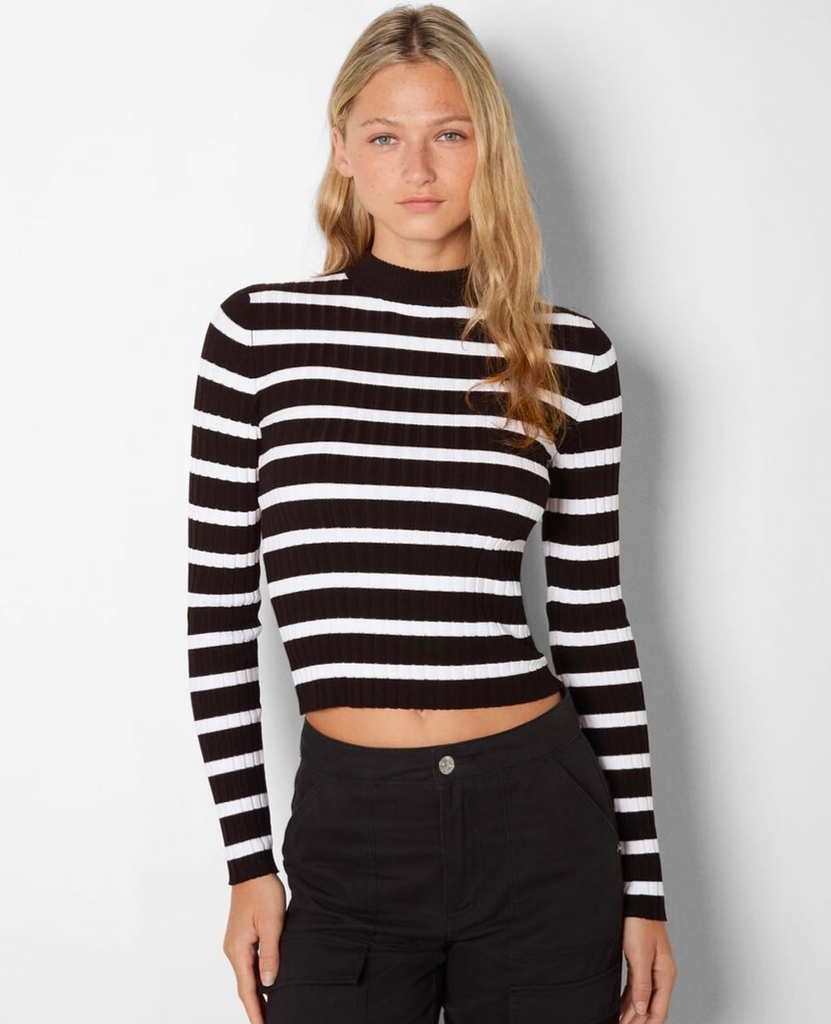 Jersey rib cuello alto