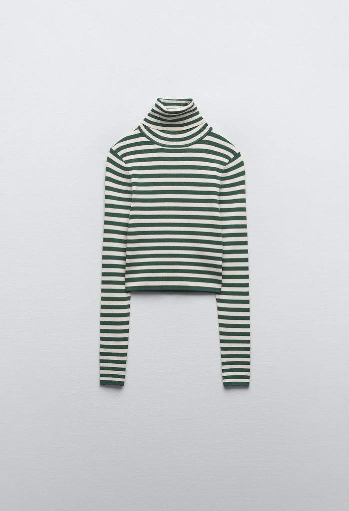 Jersey Punto Crop Cuello Subido 