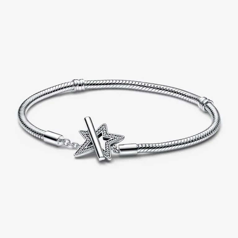 Pulsera Cadena de Serpiente con cierre en T Estrella Asimétrica