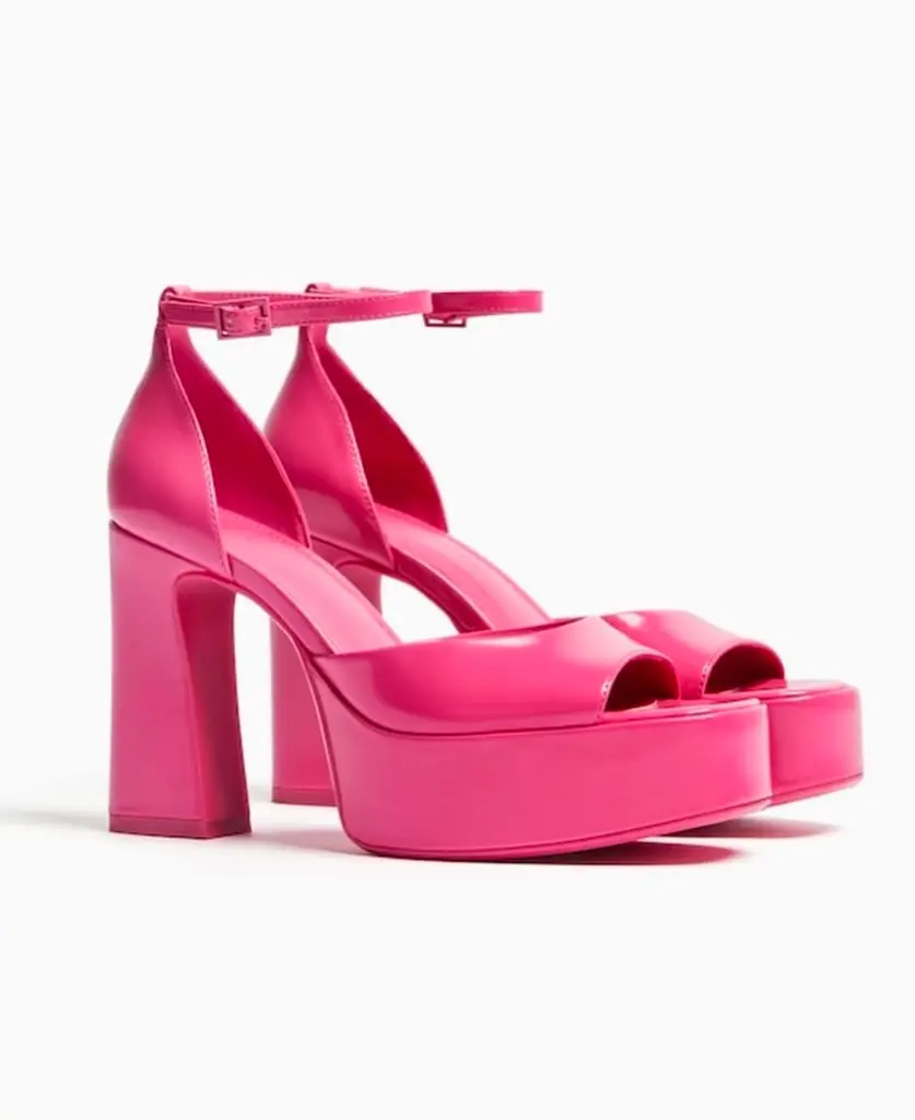 Sandalia tacon plataforma fucsia