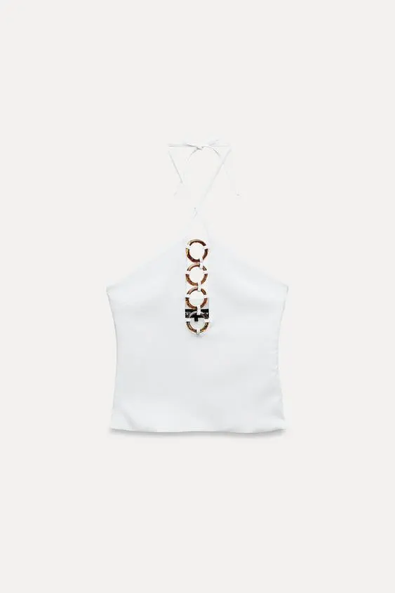 Top Halter Piezas Efecto Carey