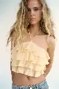 Top Crop Halter Textura Volantes