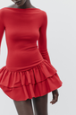 Vestido corto de volantes rojo