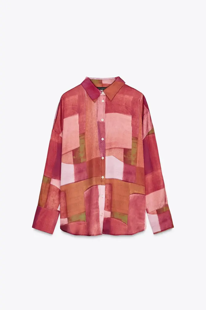 Camisa Estampada Satinada Geometrica