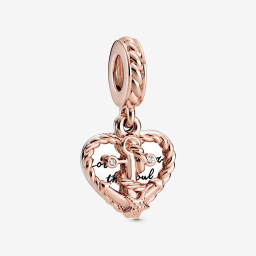 Charm Colgante con Forma de Corazón de Cuerda y Ancla de Amor