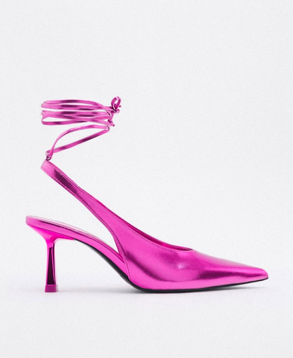 Zapato Tacón Destalonado Metalizado