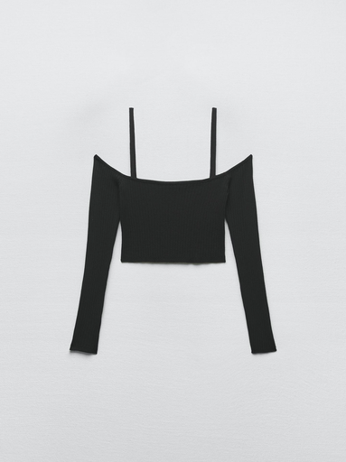 Top Crop Rib Mangas