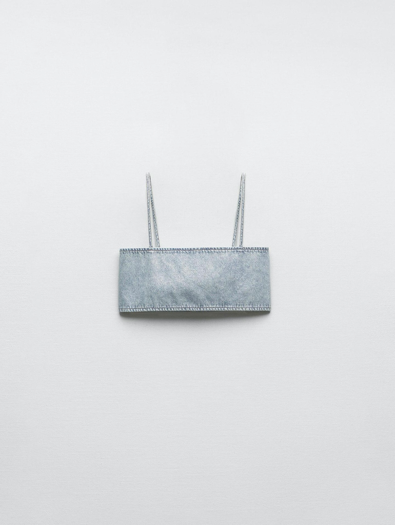 Top Crop Denim Brillos