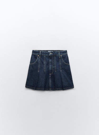 Falda denim plisada