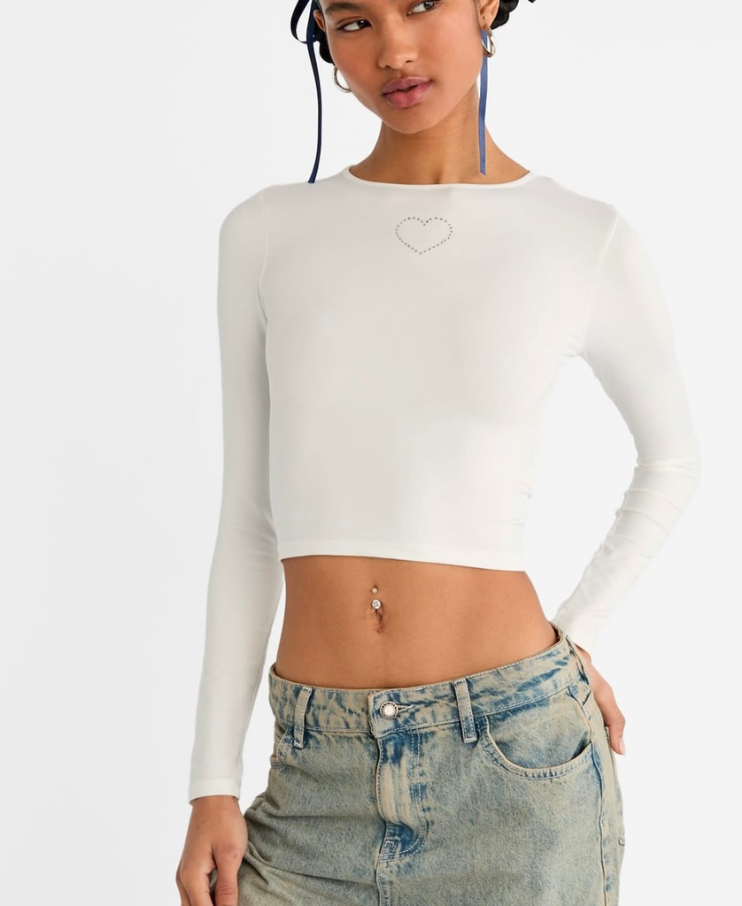 Top Brillos Poliamida Blanca