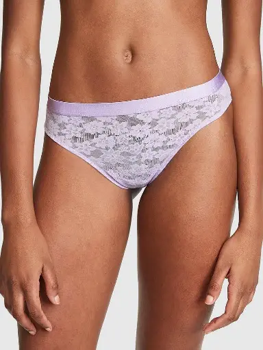 Panty con pretina tipo tanga de encaje PINK