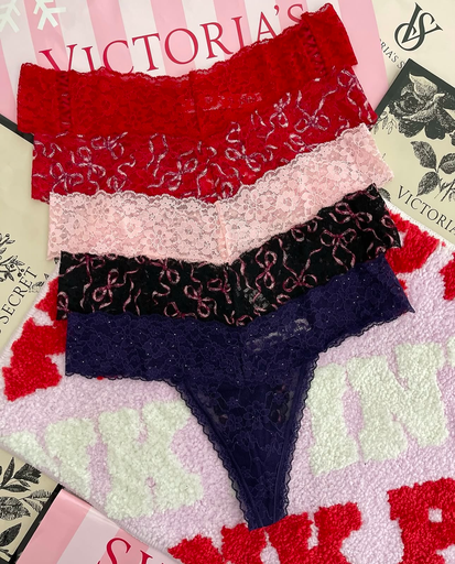 Panty tipo tanga de encaje Multicolor Victoria's Secret
