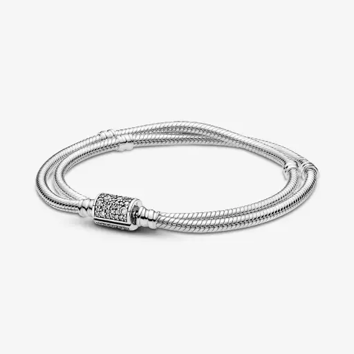 Pulsera y/o Gargantilla Pandora Moments con doble Cadena de Serpiente y Cierre de Barril