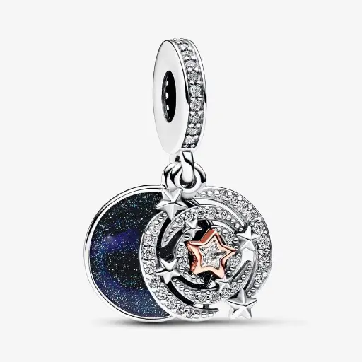 Charm Colgante Doble Estrella Fugaz en Dos Tonos