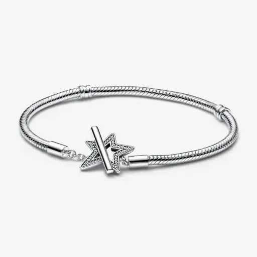 Pulsera Cadena de Serpiente con cierre en T Estrella Asimétrica