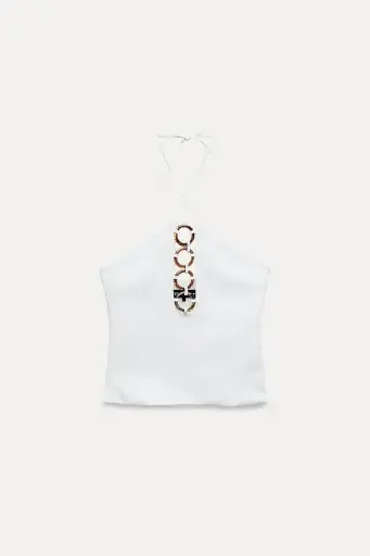 Top Halter Piezas Efecto Carey